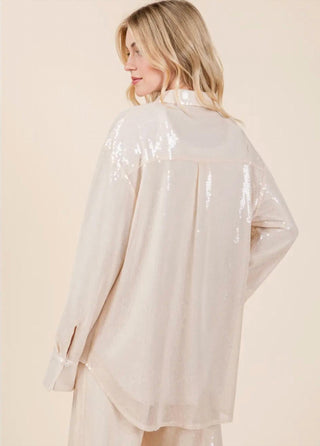 Geegee - Blusa grande com botões e lantejoulas