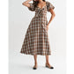 Camellia - Jori Plaid Tie Front Midi Dress