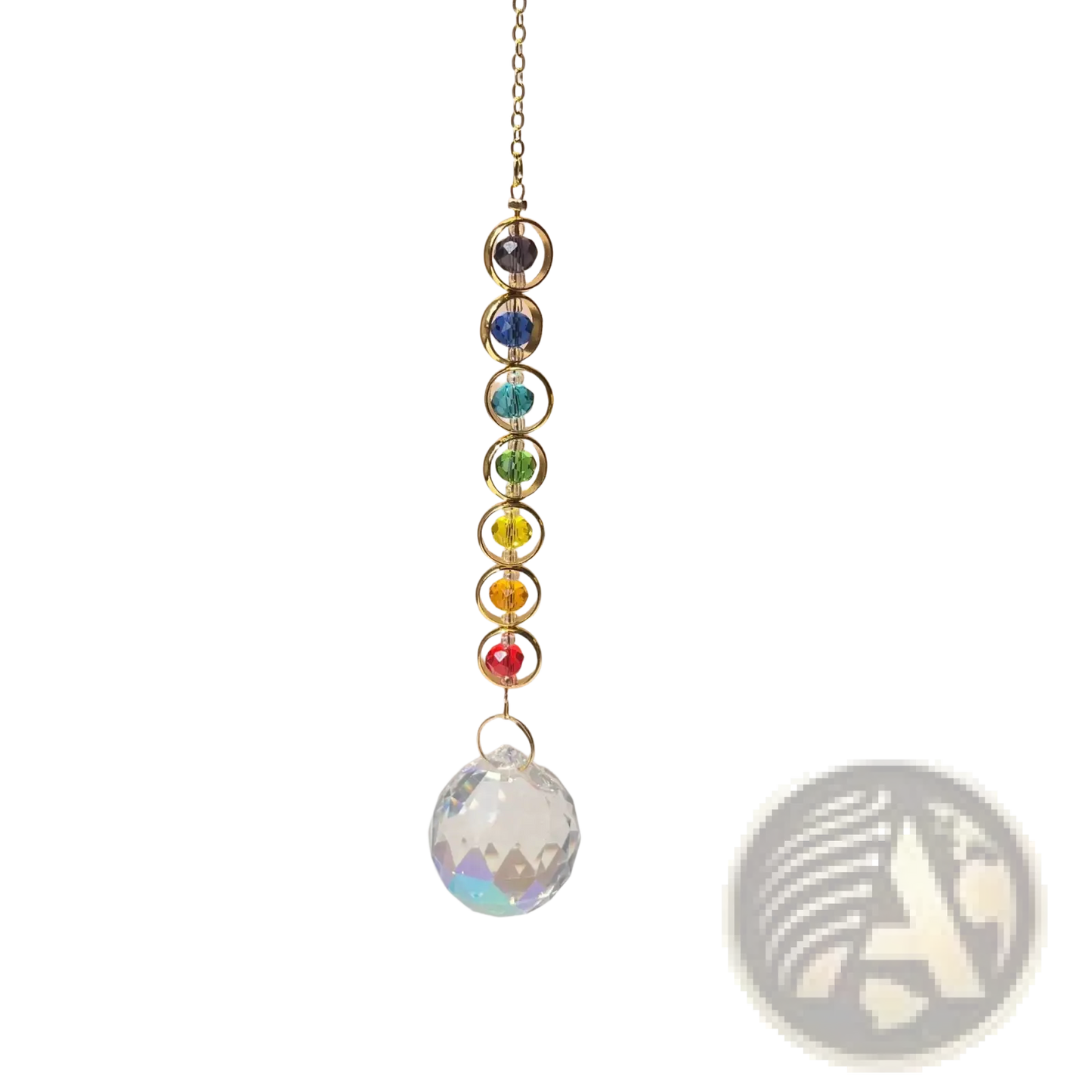 Chakra Rainbow Crystal Sun Catcher with Faceted Prism