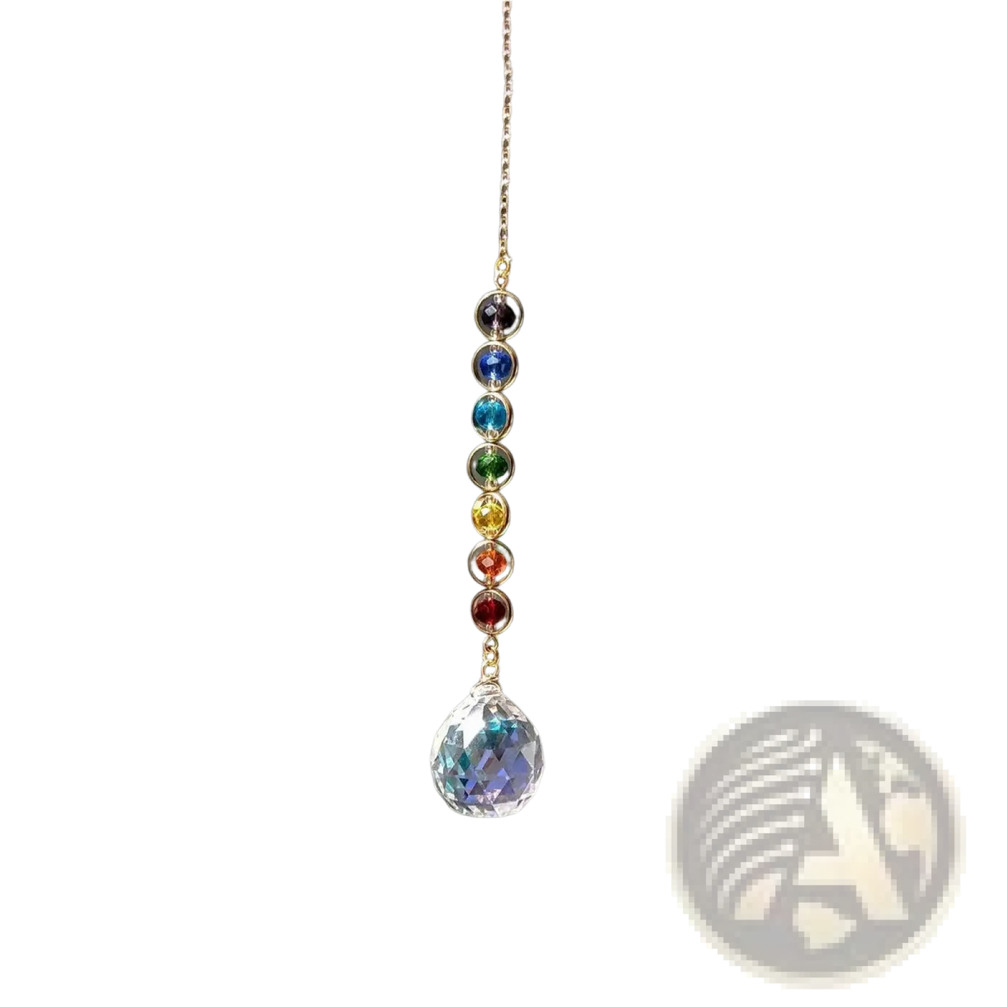 Chakra Rainbow Crystal Sun Catcher with Faceted Prism