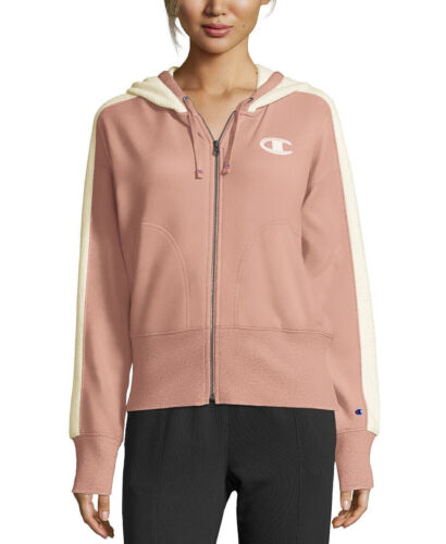 Moletom com capuz Champion Plus Heritage Herringbone Accent com zíper, rosa, tamanho 1X