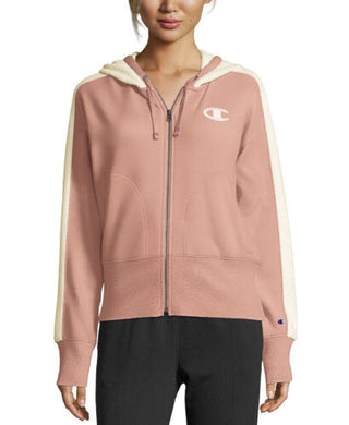 Moletom com capuz Champion Plus Heritage Herringbone Accent com zíper, rosa, tamanho 1X