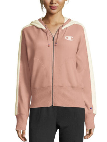 Moletom com capuz Champion Plus Heritage Herringbone Accent com zíper, rosa, tamanho 1X