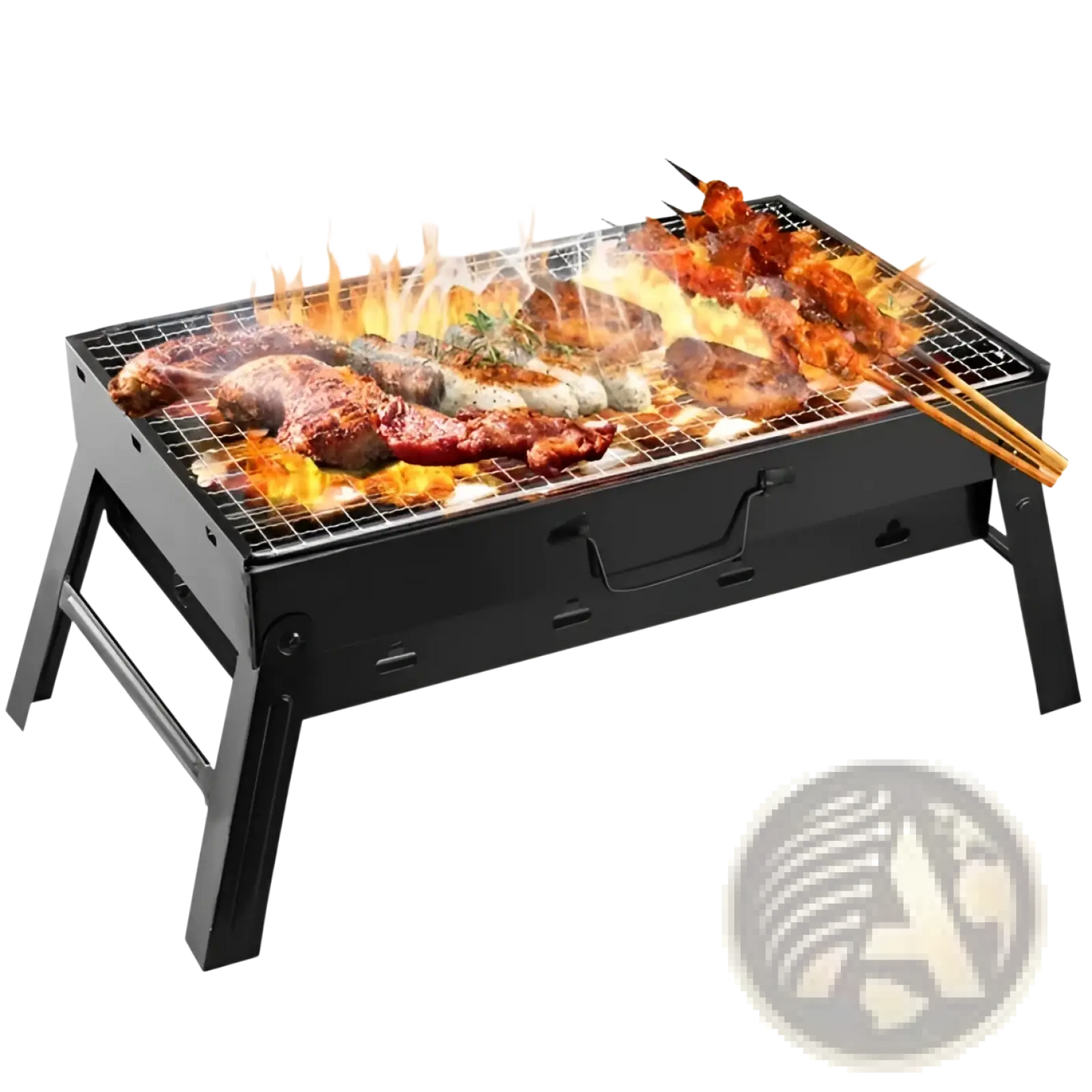 Charcoal Grill Foldable Portable Smoker with Tray