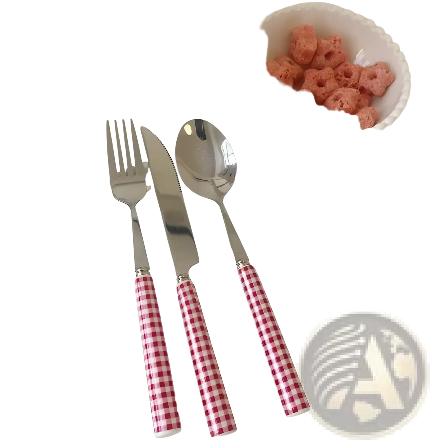 Checkered Stainless Steel Cutlery Tableware Set