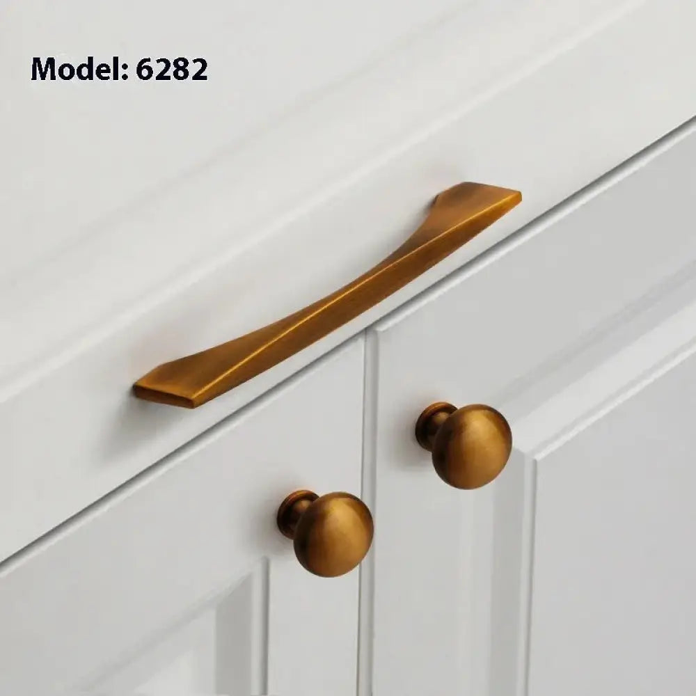 Minimalist Brushed Brass Cabinet Handle and Knob Set