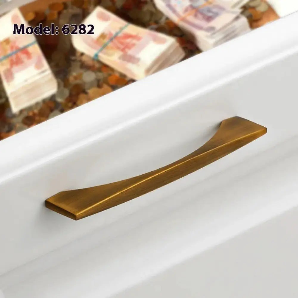 Minimalist Brushed Brass Cabinet Handle and Knob Set