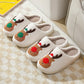 Reindeer Plush Christmas Slippers with Cozy Faux Fur