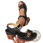 Chunky Heel Sandals with Buckle and Pigskin Lining