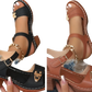 Chunky Heel Sandals with Buckle and Pigskin Lining