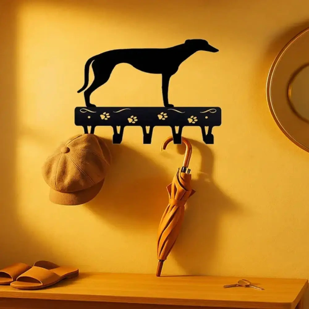 Greyhound Black Metal Paw Print Wall Hooks