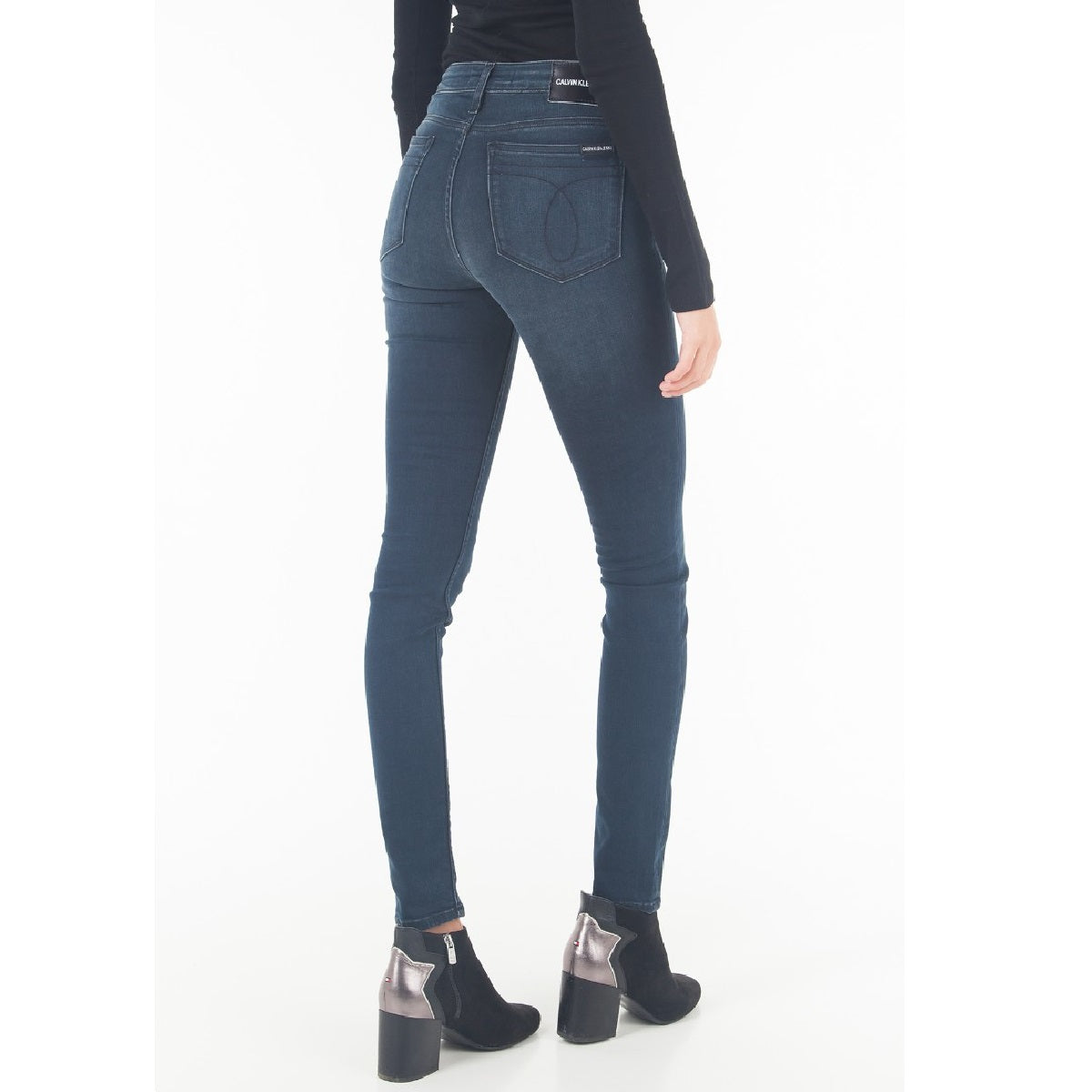 Calça Calvin Klein Feminina Super Skinny Cintura Média Azul Centenal