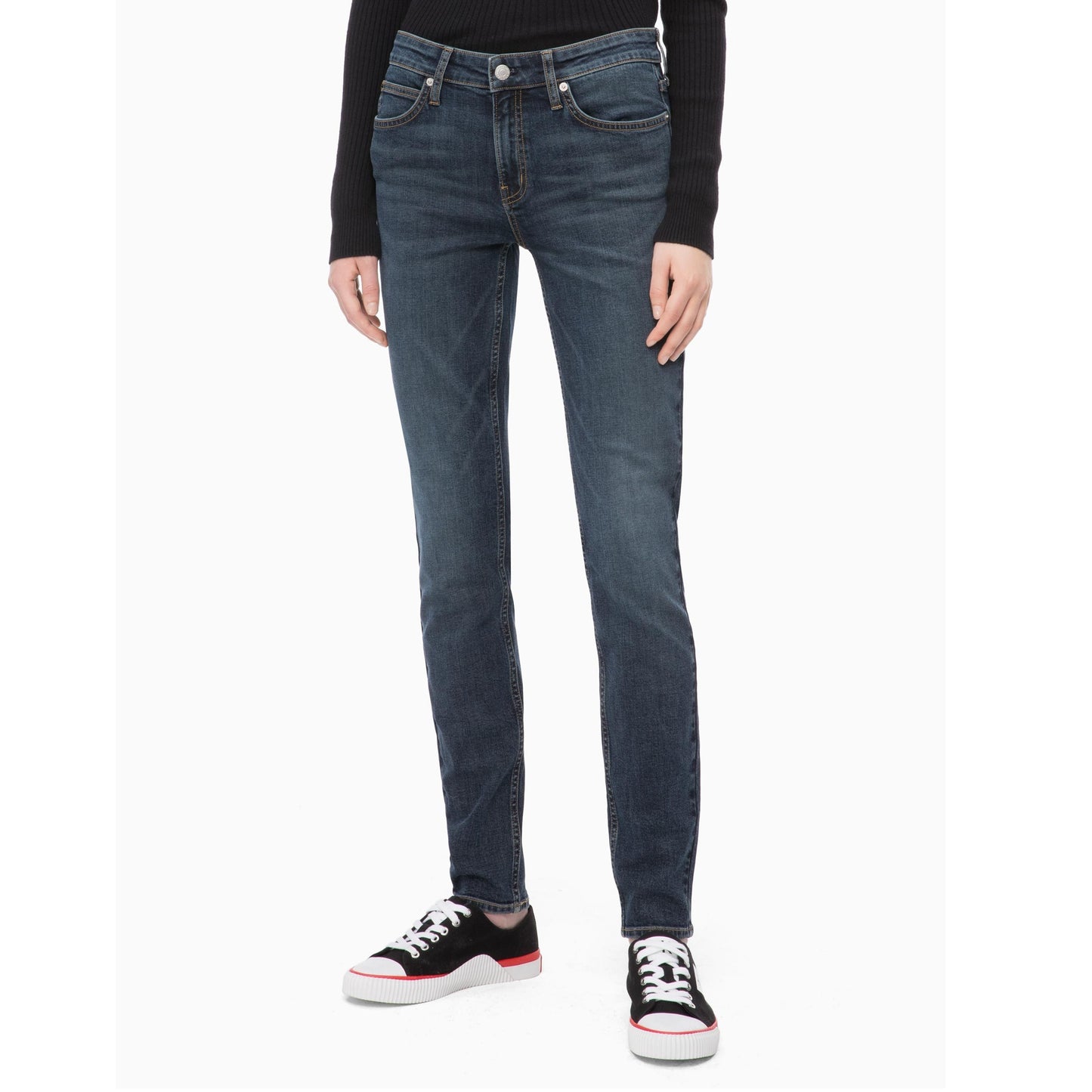 Calça jeans skinny feminina Calvin Klein cintura média azul Venice tamanho 63,5 cm x 76,5 cm