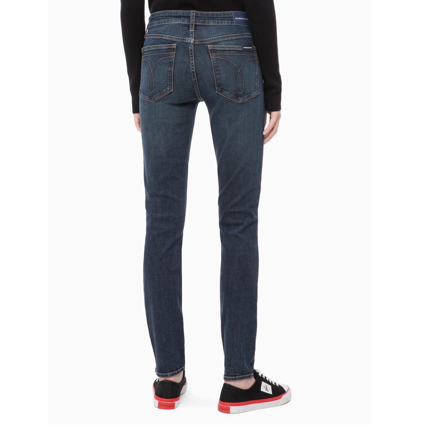 Calça jeans skinny feminina Calvin Klein cintura média azul Venice tamanho 63,5 cm x 76,5 cm