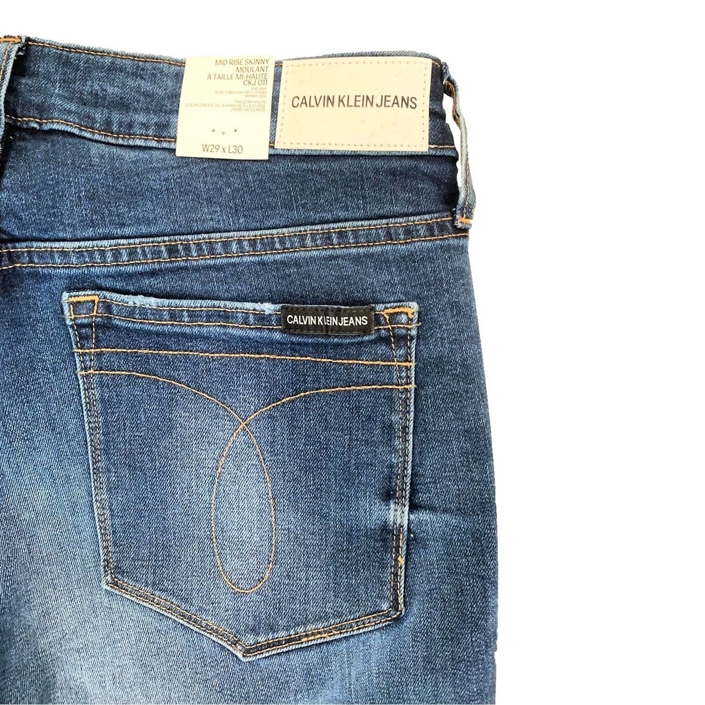 Calça jeans skinny feminina Calvin Klein cintura média azul tamanho 78 x 76 cm