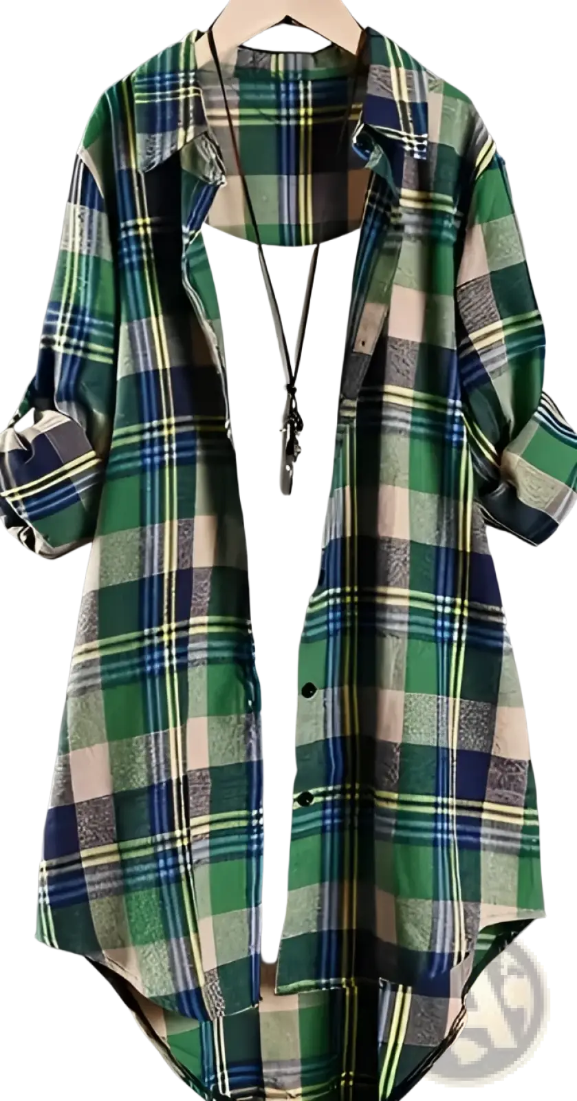 Classic Plaid Long Sleeve Button Up Polo Shirt