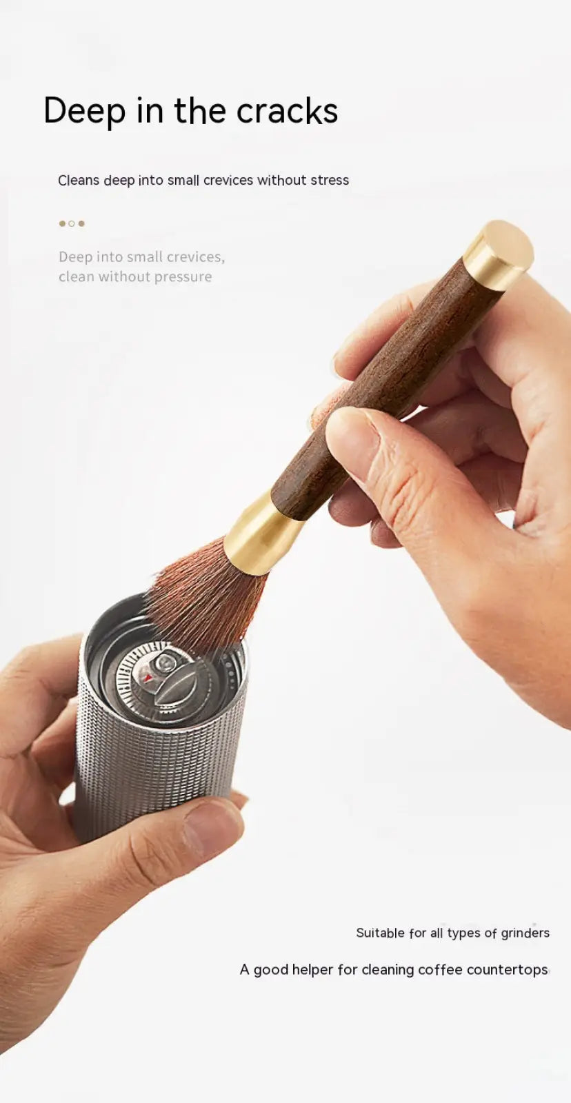 Coffee Grinder Cleaning Brush Wood and Brass 5 Pack