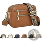 Colorblock Leather Crossbody Bag with Floral Strap