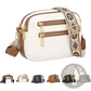Colorblock Leather Crossbody Bag with Floral Strap