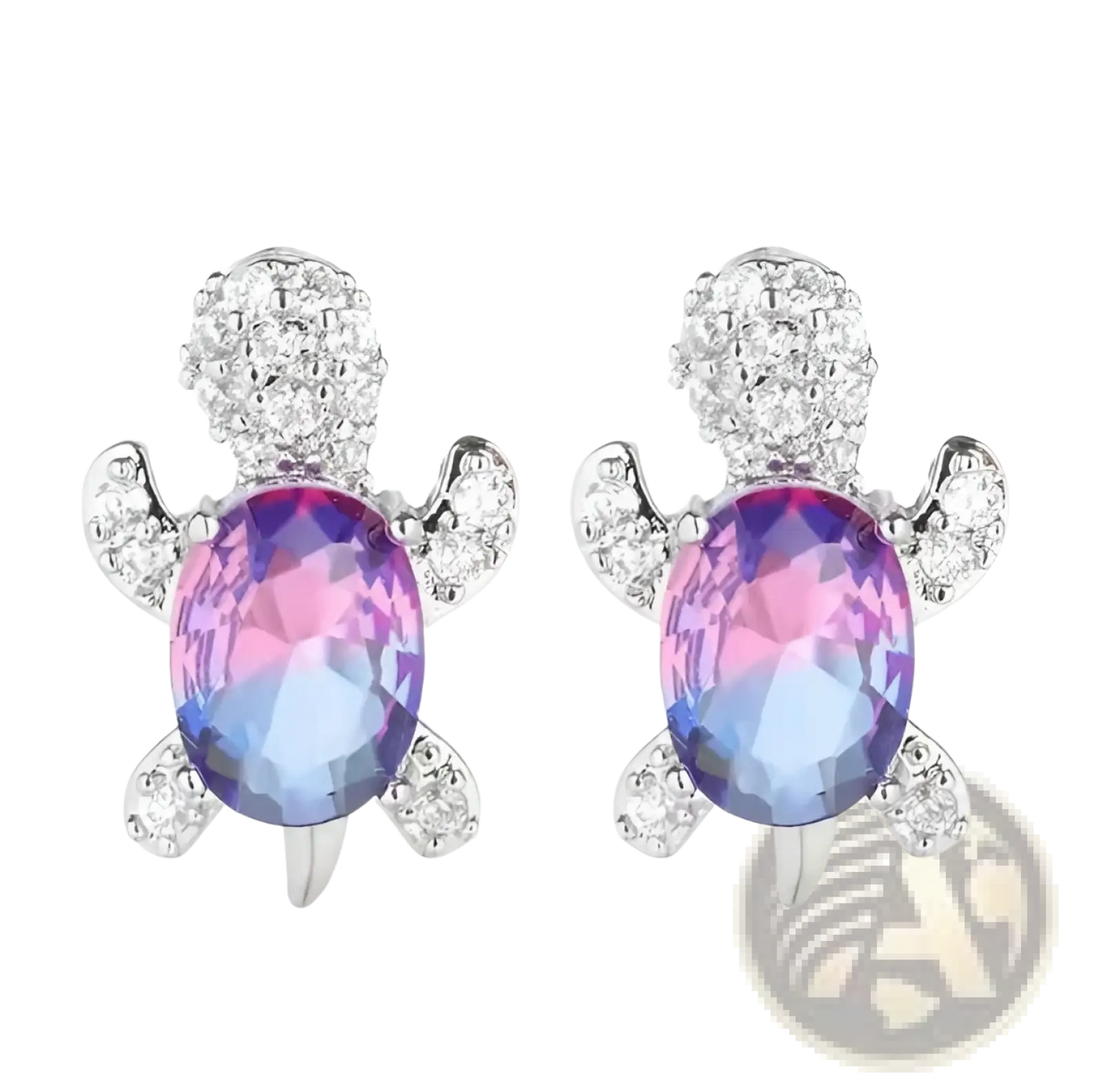 Colorful Crystal Turtle Stud Earring Set