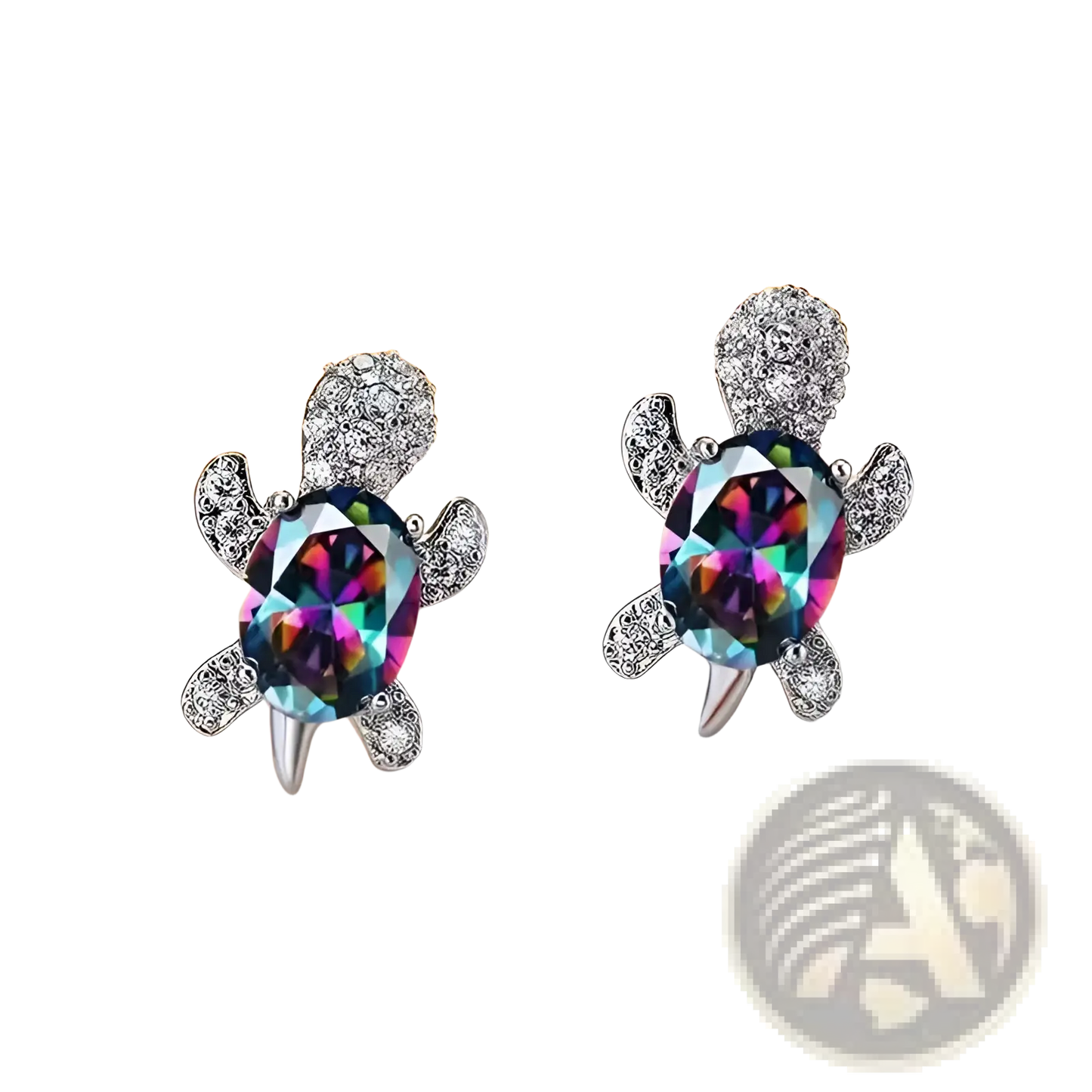 Colorful Crystal Turtle Stud Earring Set