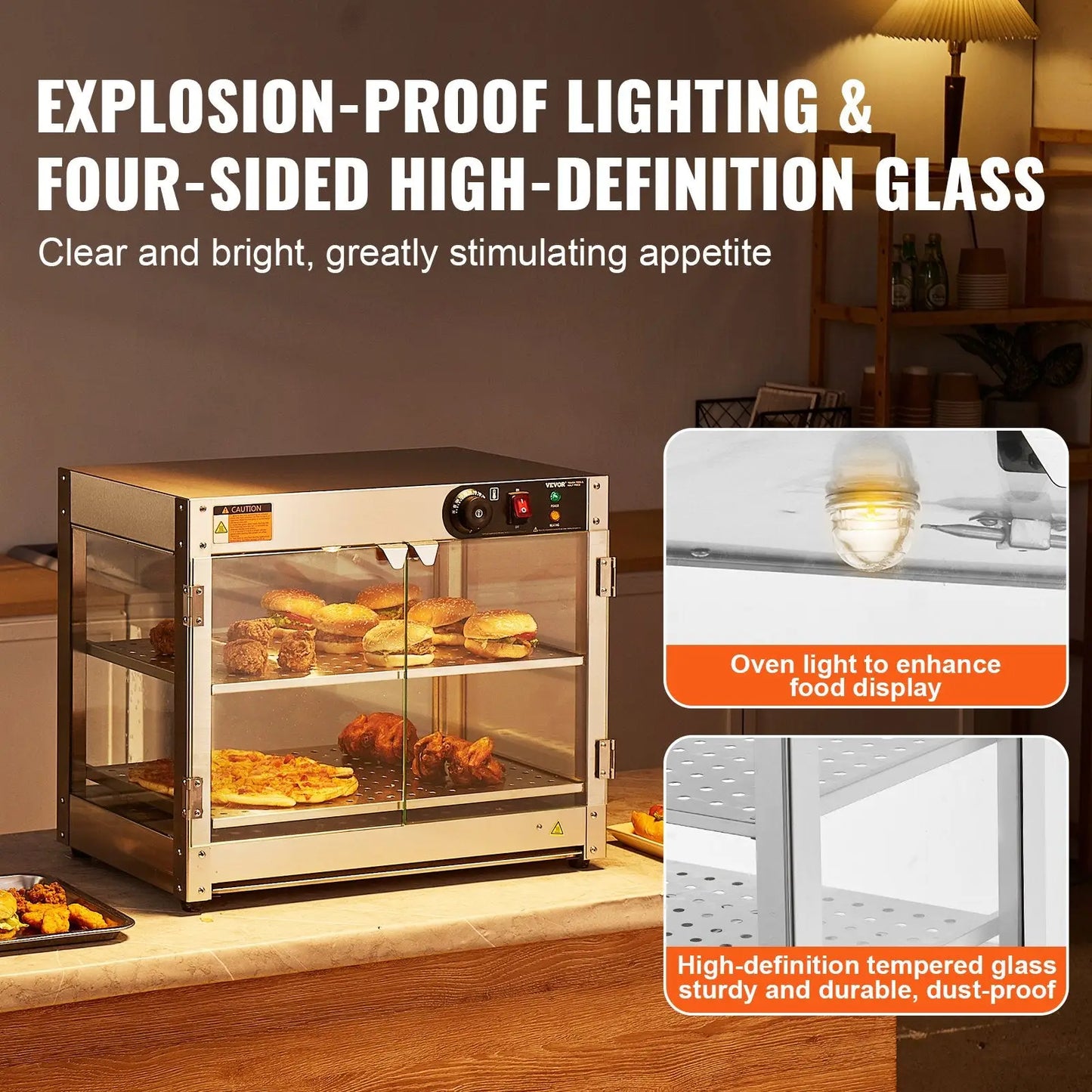 Commercial Food Warmer 2 Tier Countertop Pizza Display