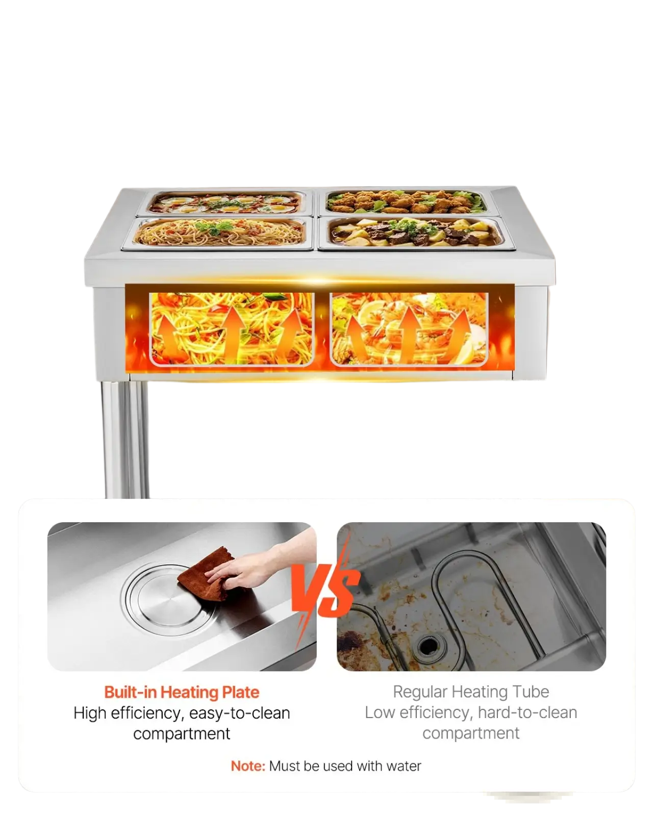 Commercial Food Warmer 4 Pan Electric Steam Table