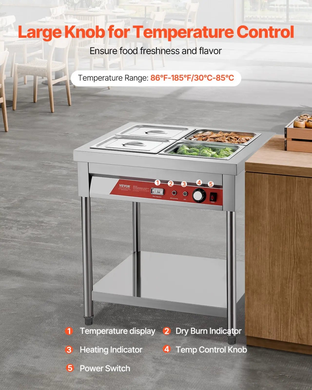 Commercial Food Warmer 4 Pan Electric Steam Table