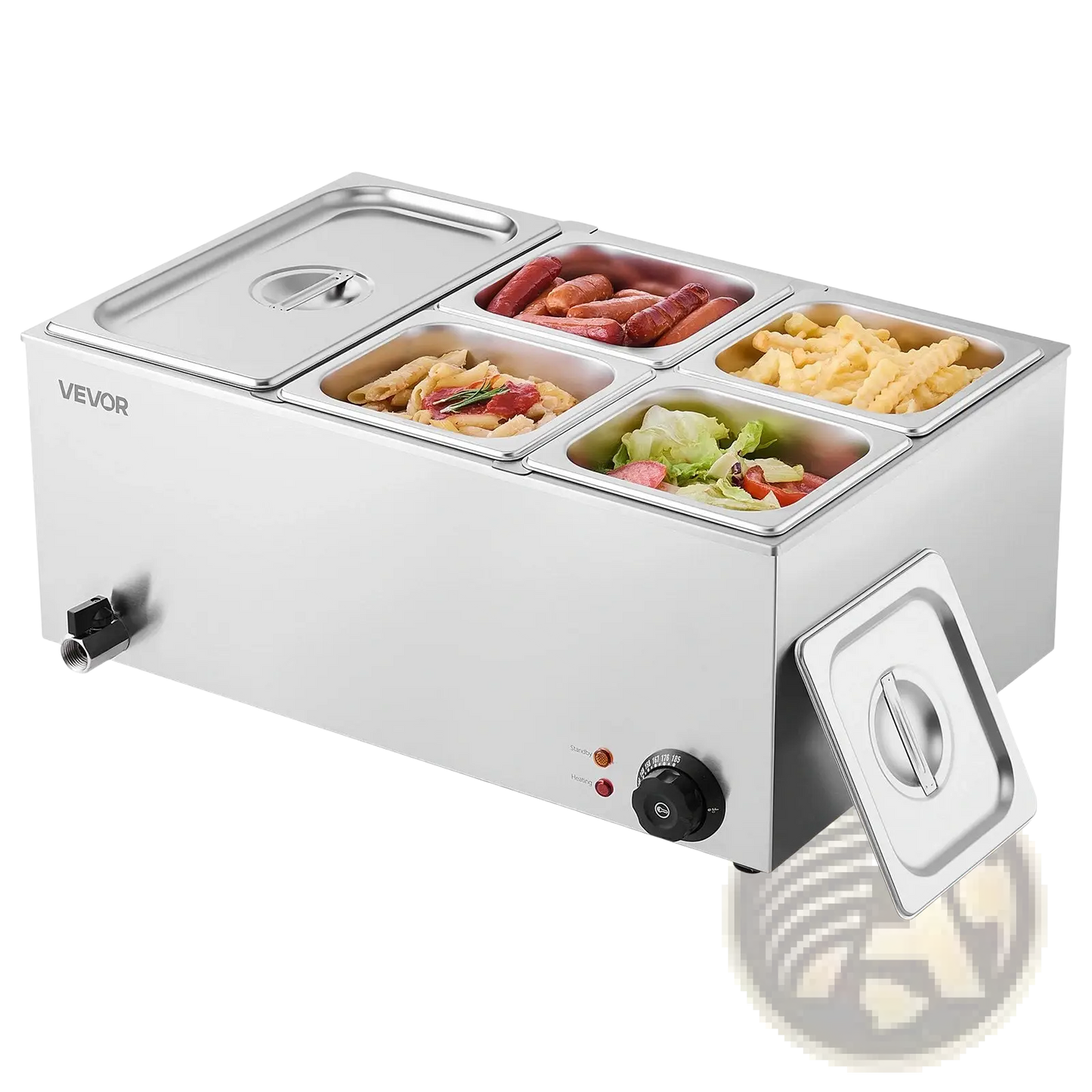 Commercial Food Warmer 5 Pan 1200w Countertop Bain Marie