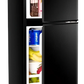 Compact Refrigerator 2 Door Mini Fridge with Glass Doors