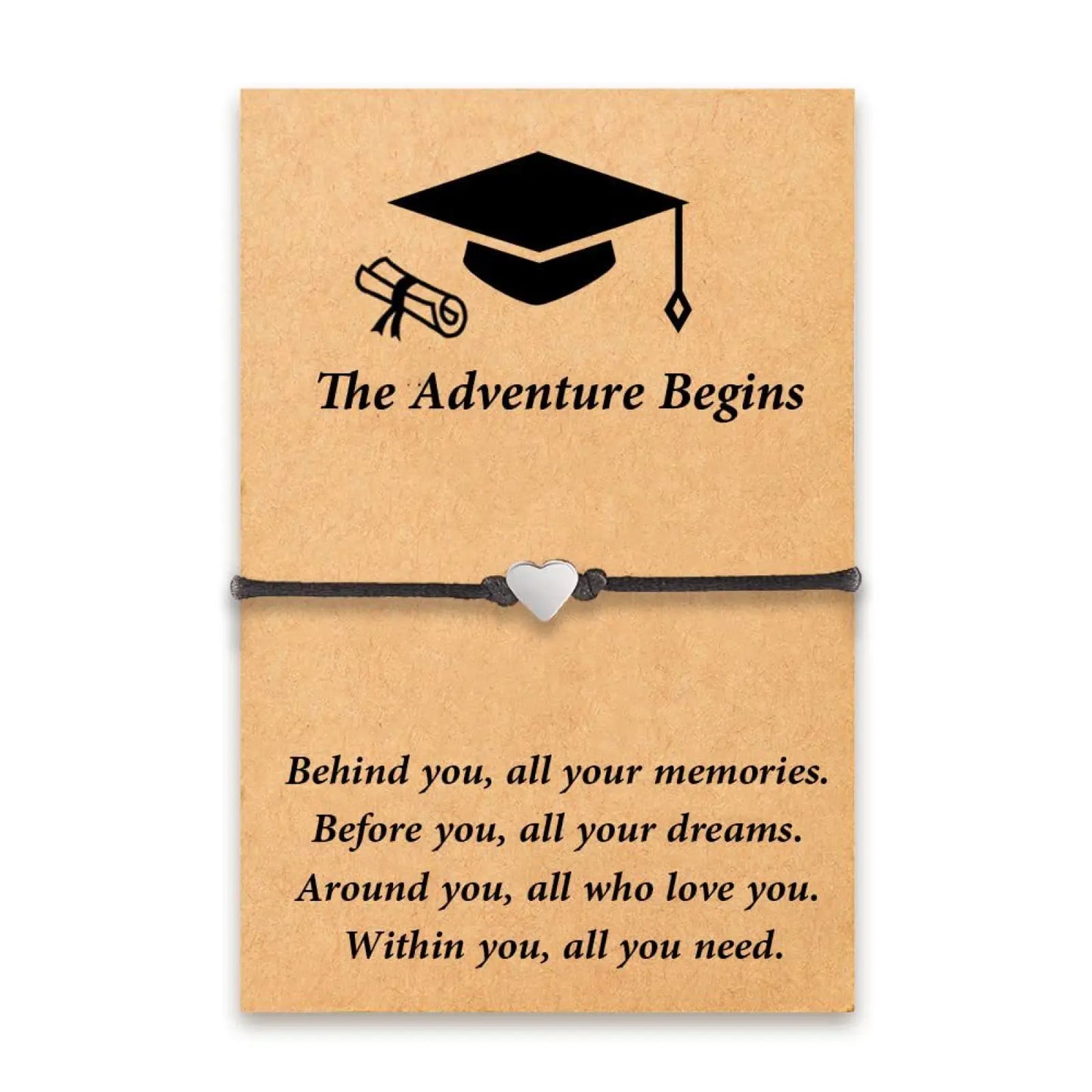 Compass Charm Graduation Adventure Cord Bracelet