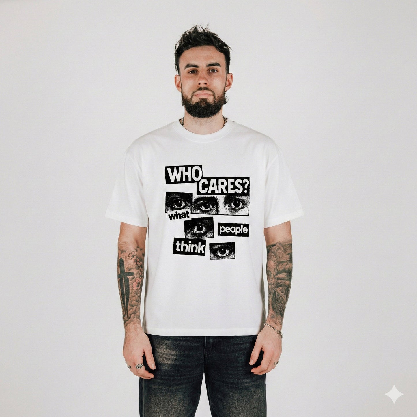 Compliments Who Cares White Vintage Shirt