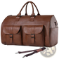 Convertible Leather Travel Garment Bag with Shoe Pocket