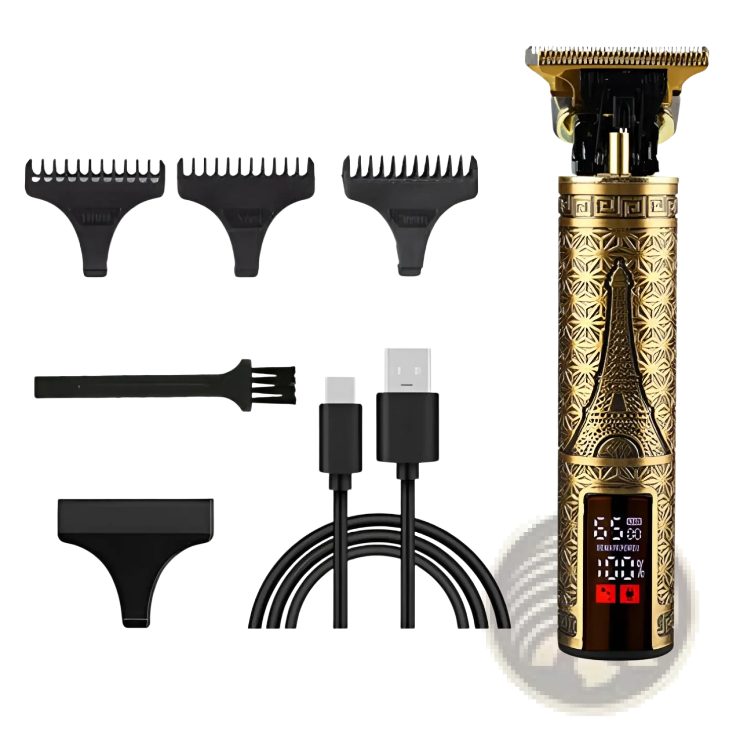 Cordless Hair Clippers Professional Gold Barber Trimmer