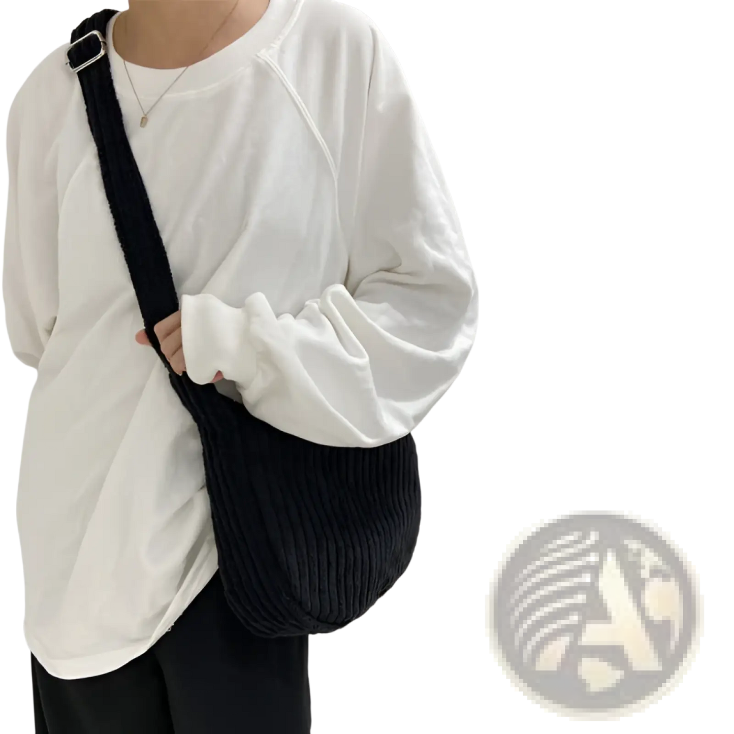 Corduroy Crossbody Shoulder Bag with Adjustable Strap