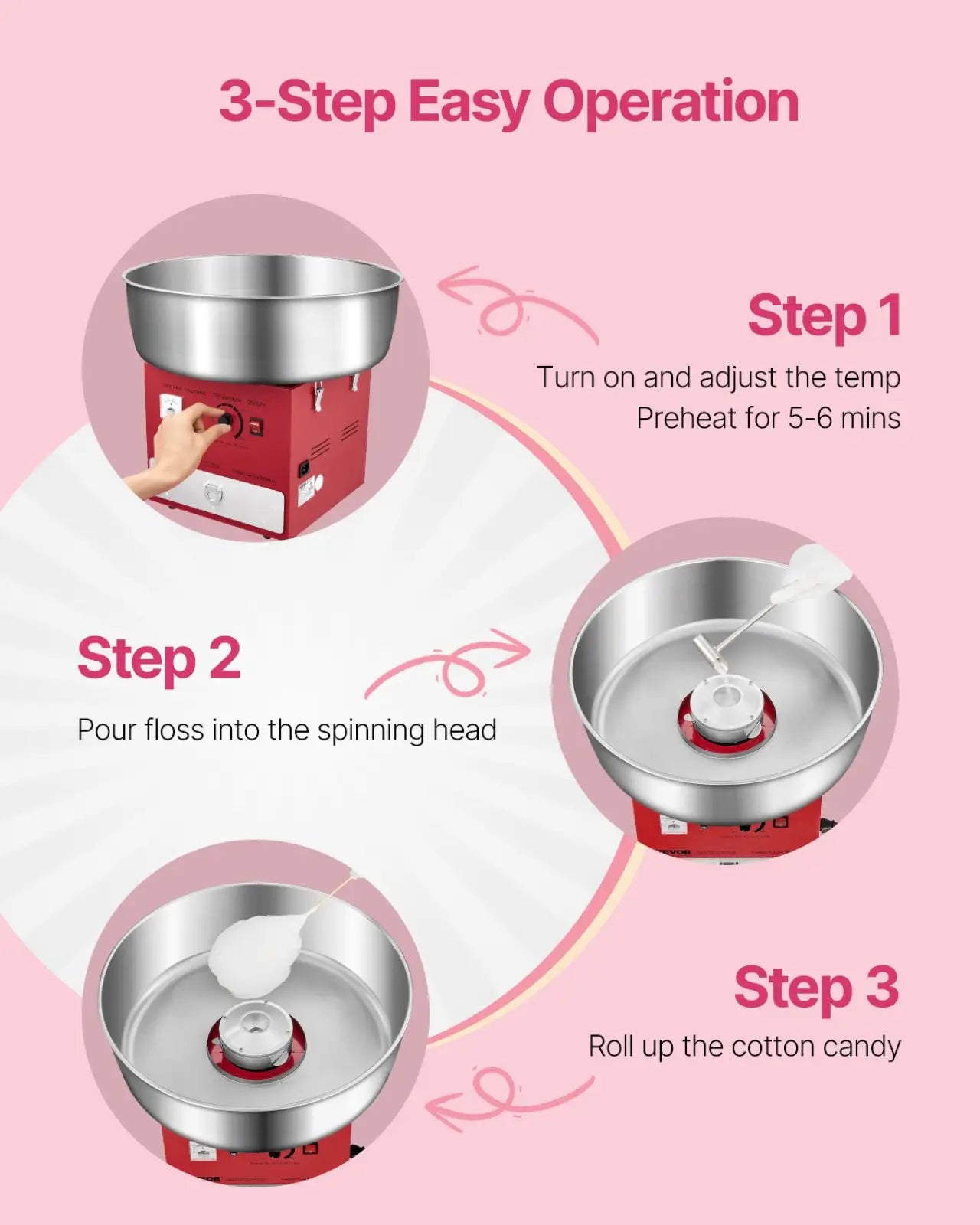 Cotton Candy Machine 1000w Commercial Floss Maker