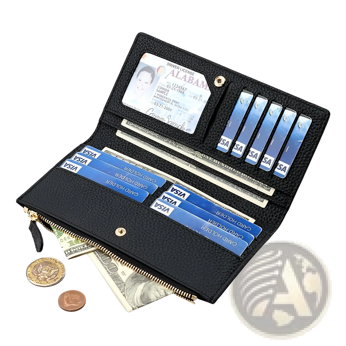 Cowhide Leather Anti Theft Rfid Long Zip Wallet