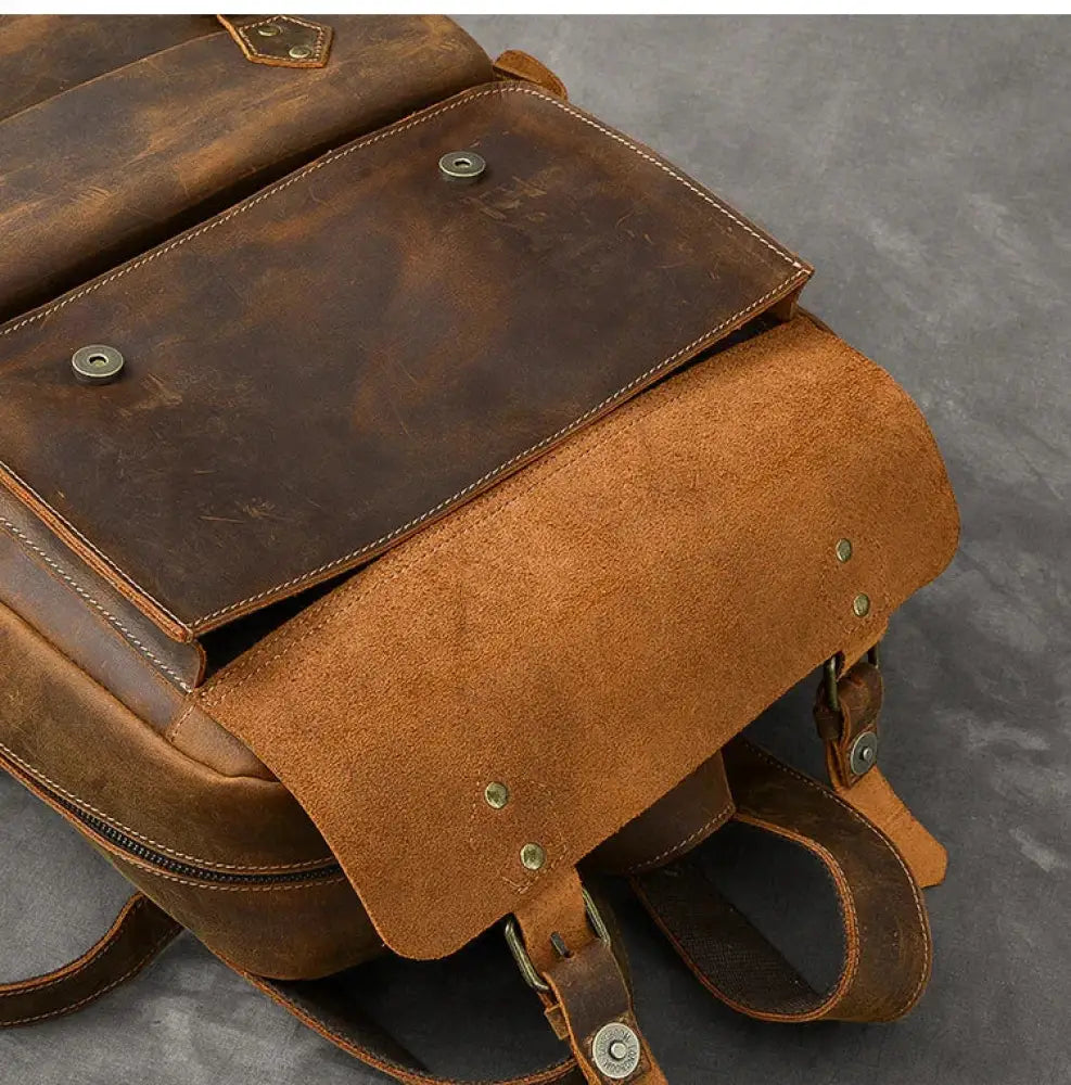 Vintage Crazy Horse Leather Adventure Backpack