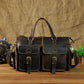 Vintage Crazy Horse Leather Satchel Bag with Brass Hardware