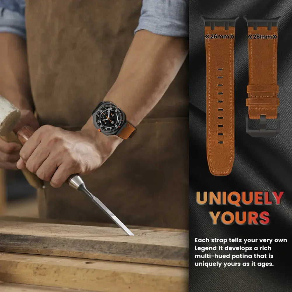 Premium Crazy Horse Leather Watch Strap with Silver Buckle