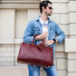 Burgundy Crazy Horse Leather Duffel Tote Bag
