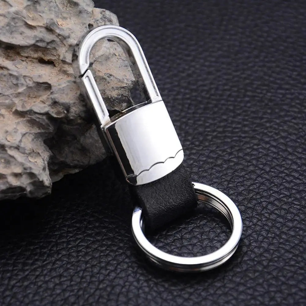 Premium Leather and Metal Carabiner Car Keychain