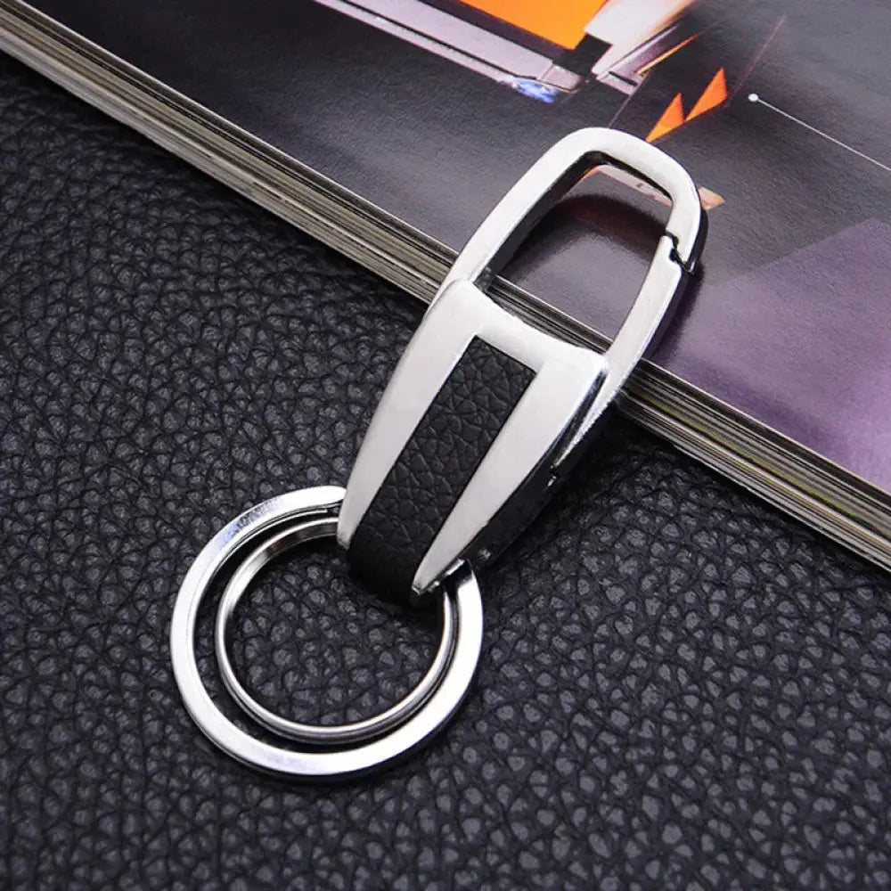 Premium Leather and Metal Carabiner Car Keychain