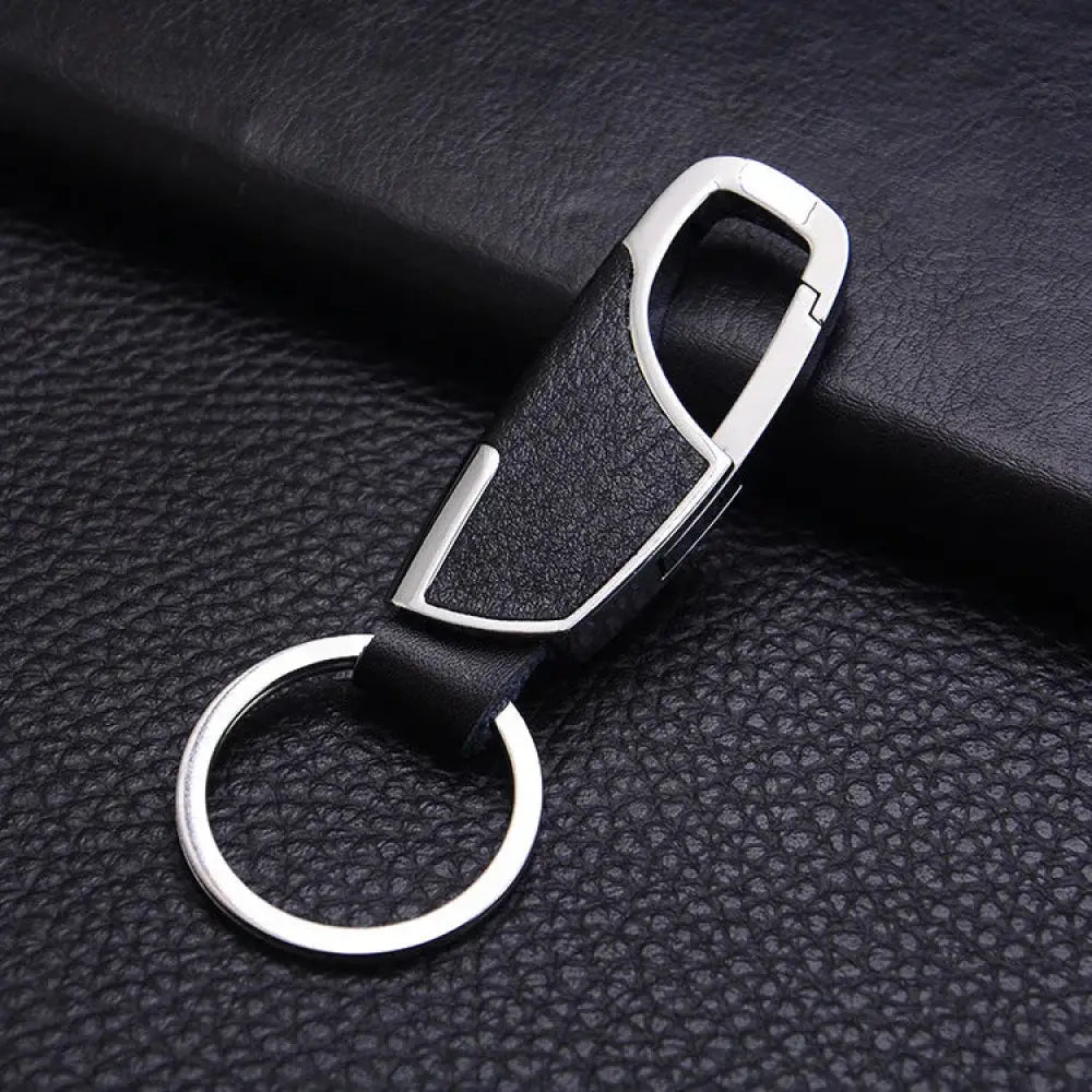Premium Leather and Metal Carabiner Car Keychain
