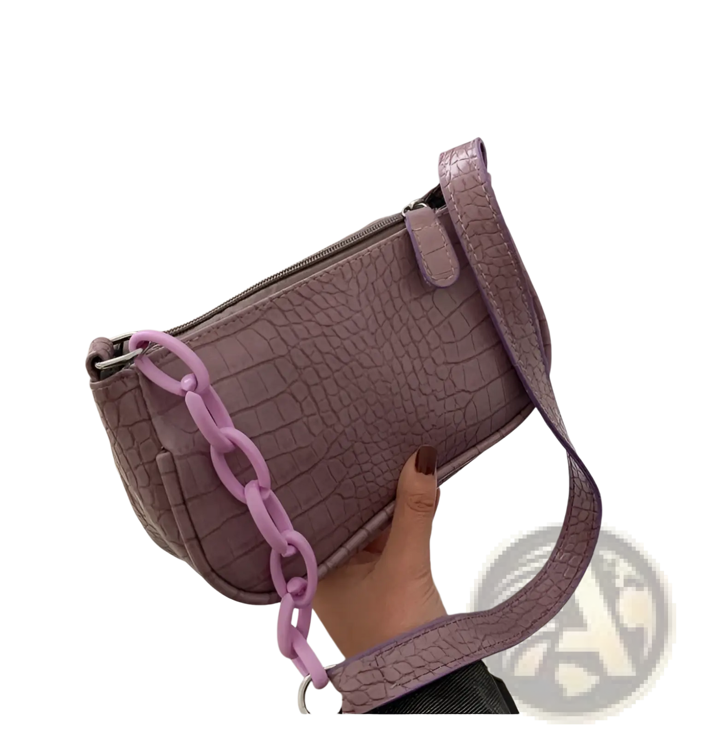 Croc Embossed Chain Shoulder Bag for Women