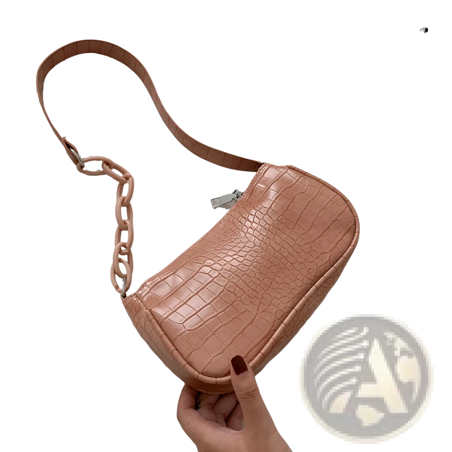 Croc Embossed Chain Shoulder Bag for Women