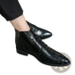 Crocodile Pattern Leather Pointed Toe Ankle Boots