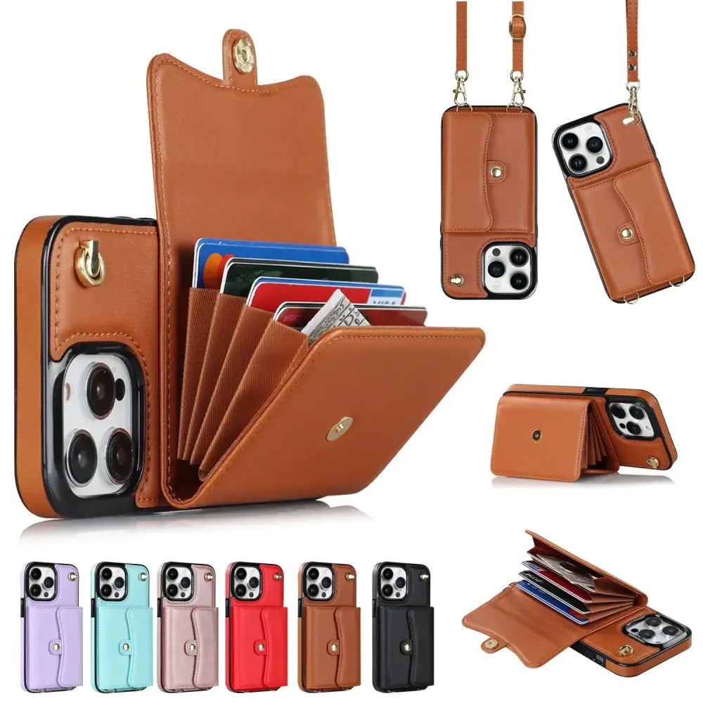 Leather Crossbody Phone Wallet with Card Holder