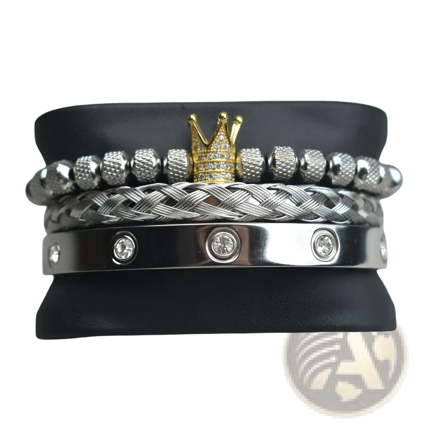 Crown Royal Diamond Beaded Bracelet Set with Braided Bands