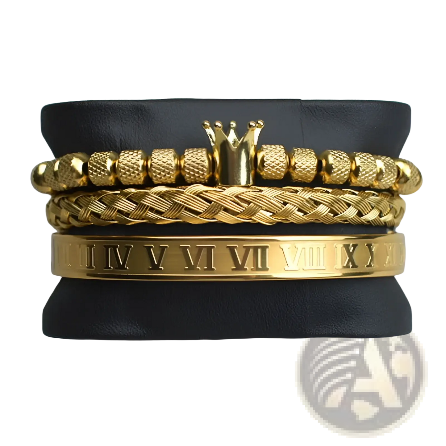 Crown Royal Diamond Beaded Bracelet Set with Braided Bands